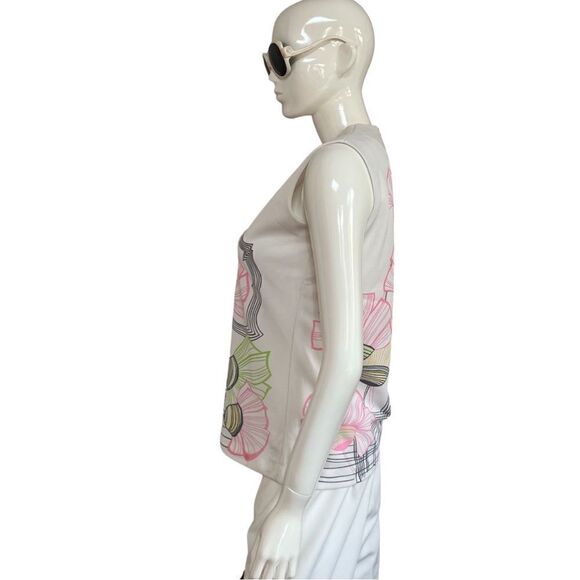 Mod 1960s Handmade One of a Kind Floral Sleeveless Shift Blouse - Picture 9 of 11